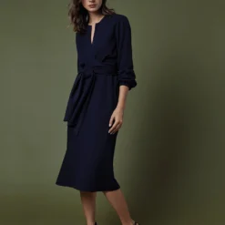 Alejandra Tie Dress In Navy Pinstripe Knit 15 Alejandra Tie Dress In Navy Pinstripe Knit -Garbiera Sales Store M F23 CATALOG S71353 40 D1 PDP