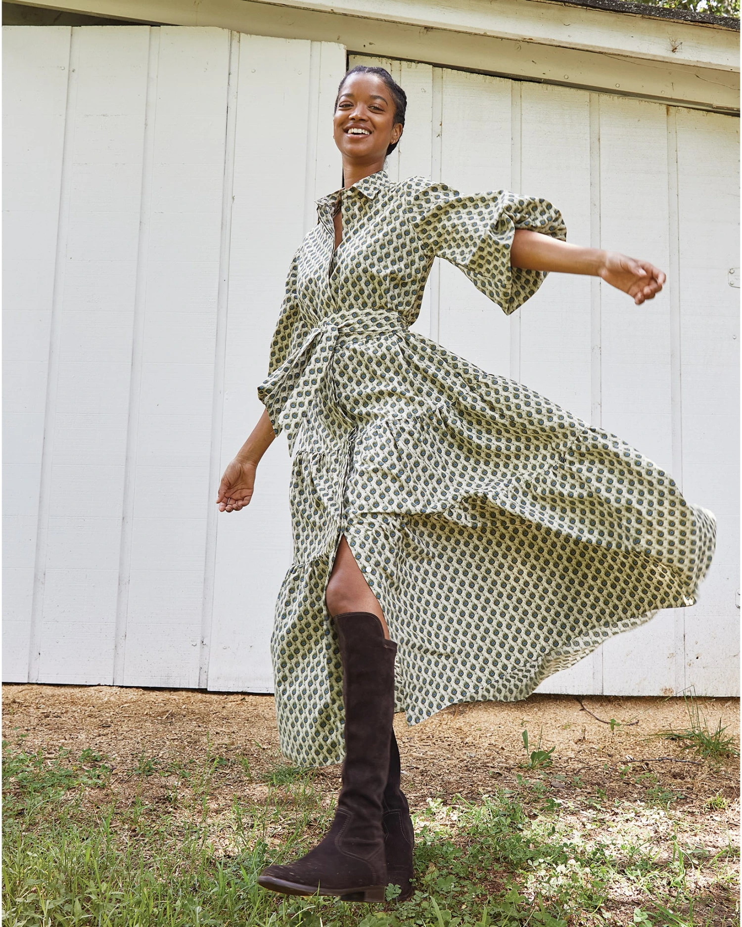 Isla Shirtdress In Ivory Multi Peacock Feathers Habotai 13 Isla Shirtdress In Ivory Multi Peacock Feathers Habotai - Image 11
