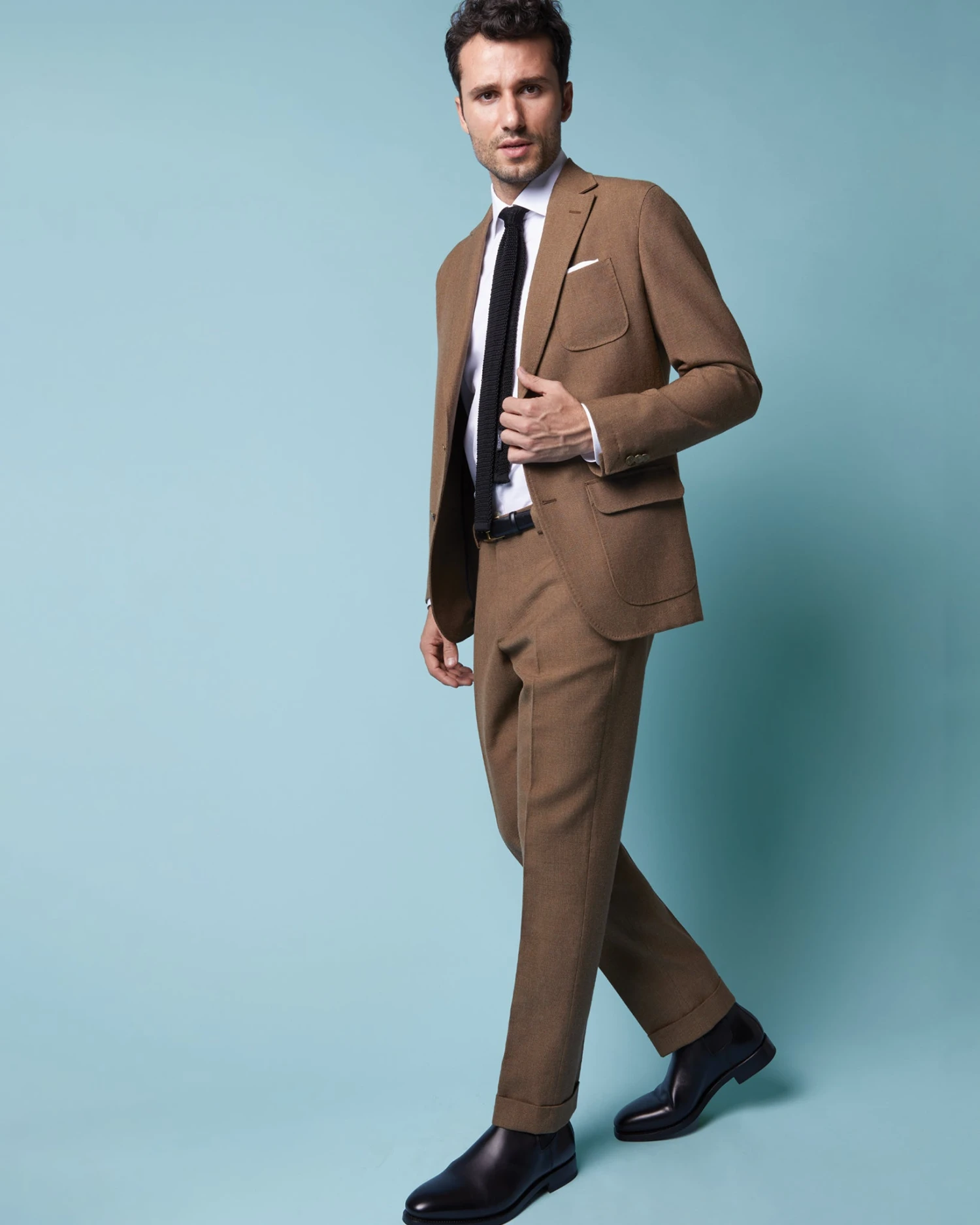 Dress Trouser In Tobacco Hopsack 4 Dress Trouser In Tobacco Hopsack - Image 2