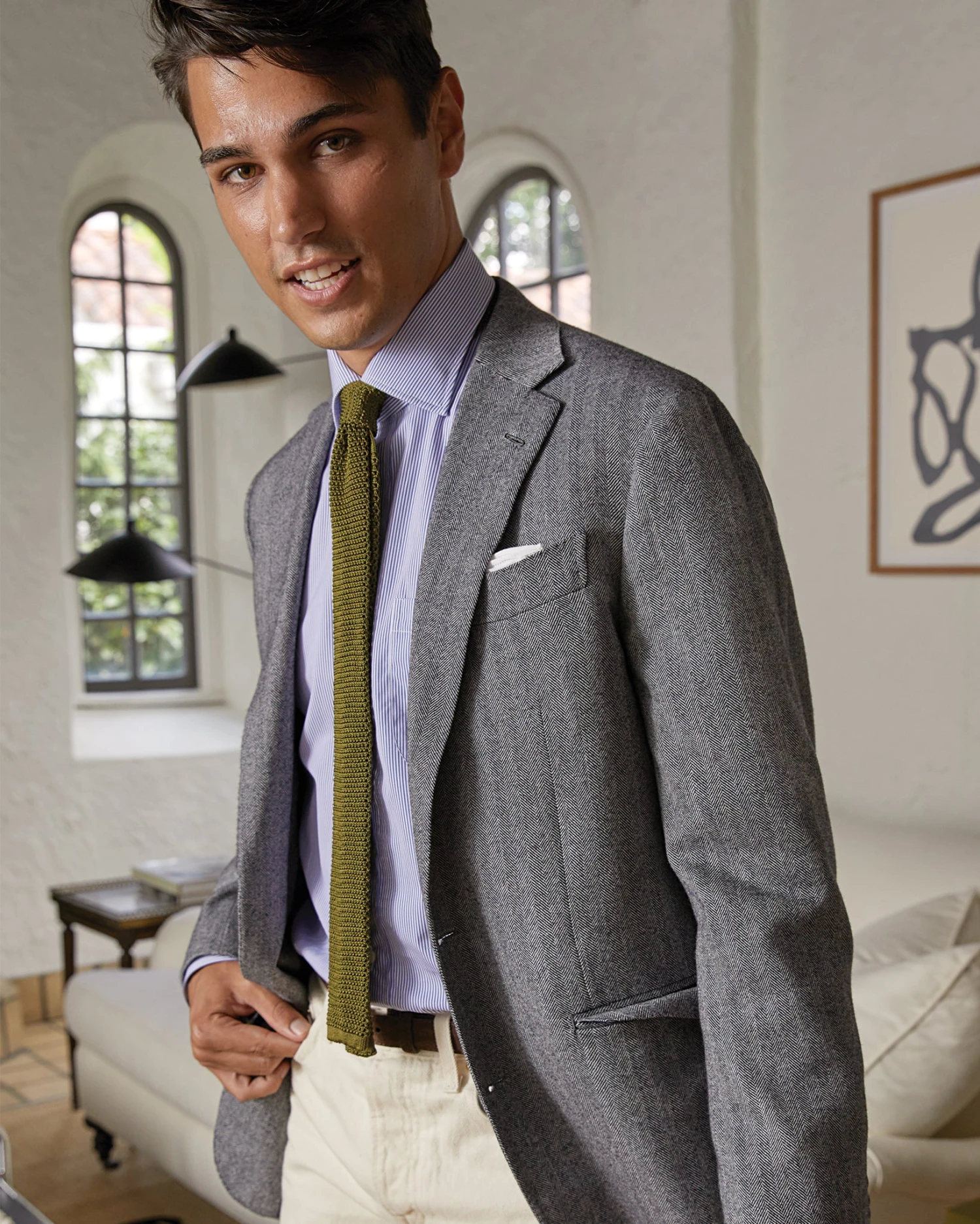 Kincaid No. 4 Jacket In Navy/Bone Escorial Herringbone 6 Kincaid No. 4 Jacket In Navy/Bone Escorial Herringbone - Image 4