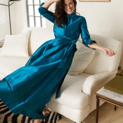 Pleated Wrap Skirt In Atlantic Blue Silk Shantung -Garbiera Sales Store M HOLIDAY 23 CATALOG PDP 32 99c2dfaa 5dcc 44ed 98be 47ae8518708d