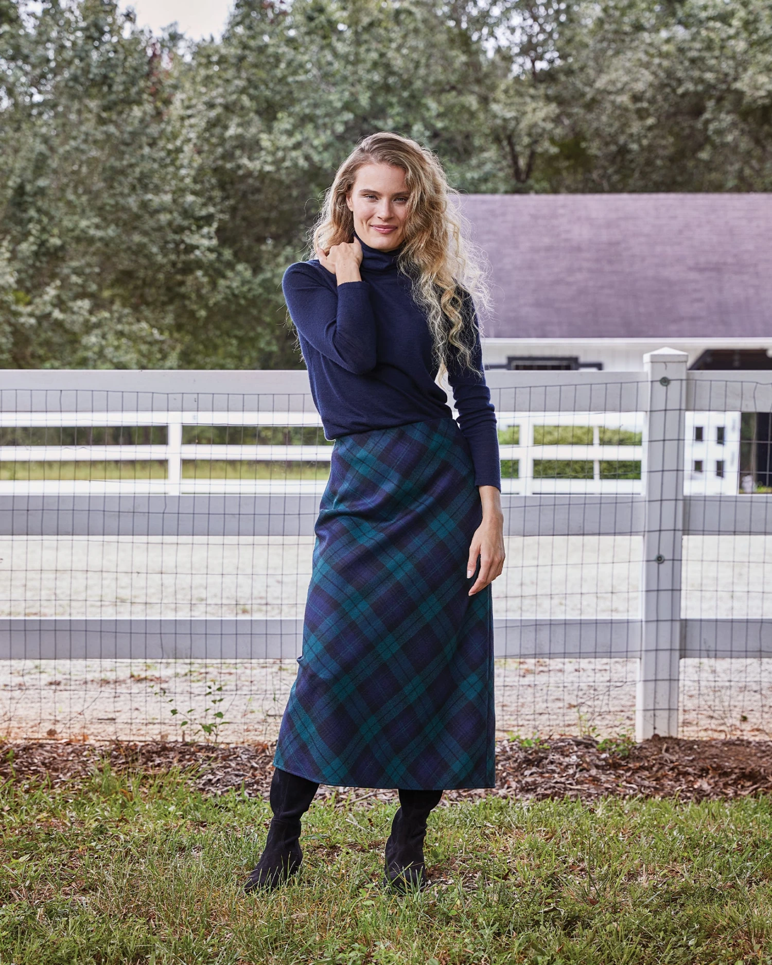 Marina Side-Zip Skirt In Blackwatch Tartan Stretch Wool 10 Marina Side-Zip Skirt In Blackwatch Tartan Stretch Wool - Image 8