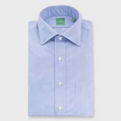 Spread Collar Dress Shirt In Blue End-on-End