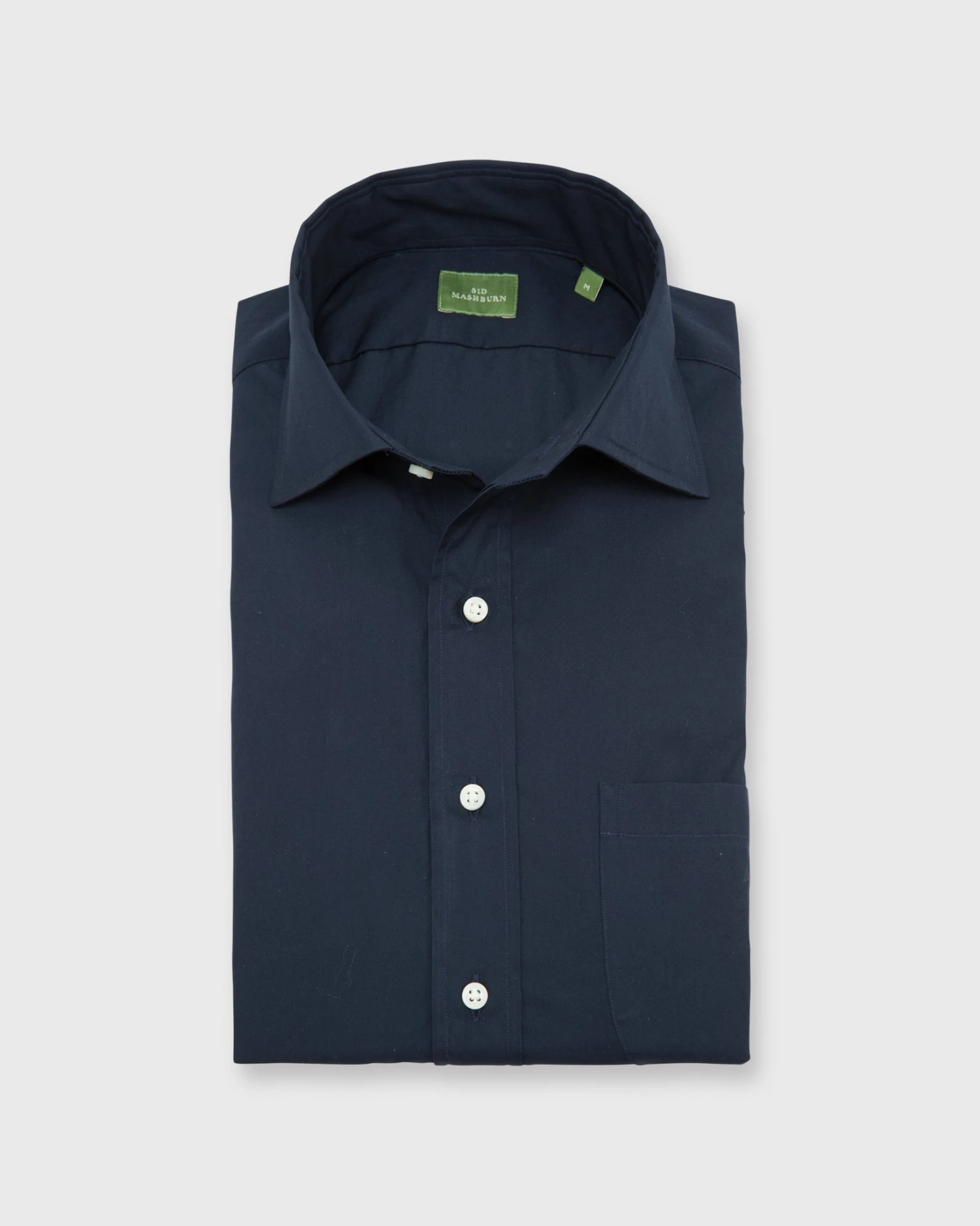 Spread Collar Sport Shirt In Navy Poplin 3 Spread Collar Sport Shirt In Navy Poplin