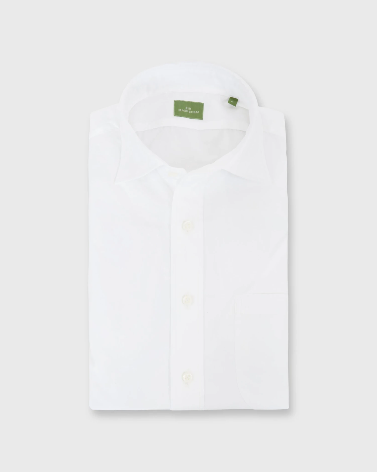 Spread Collar Sport Shirt In White Poplin 3 Spread Collar Sport Shirt In White Poplin