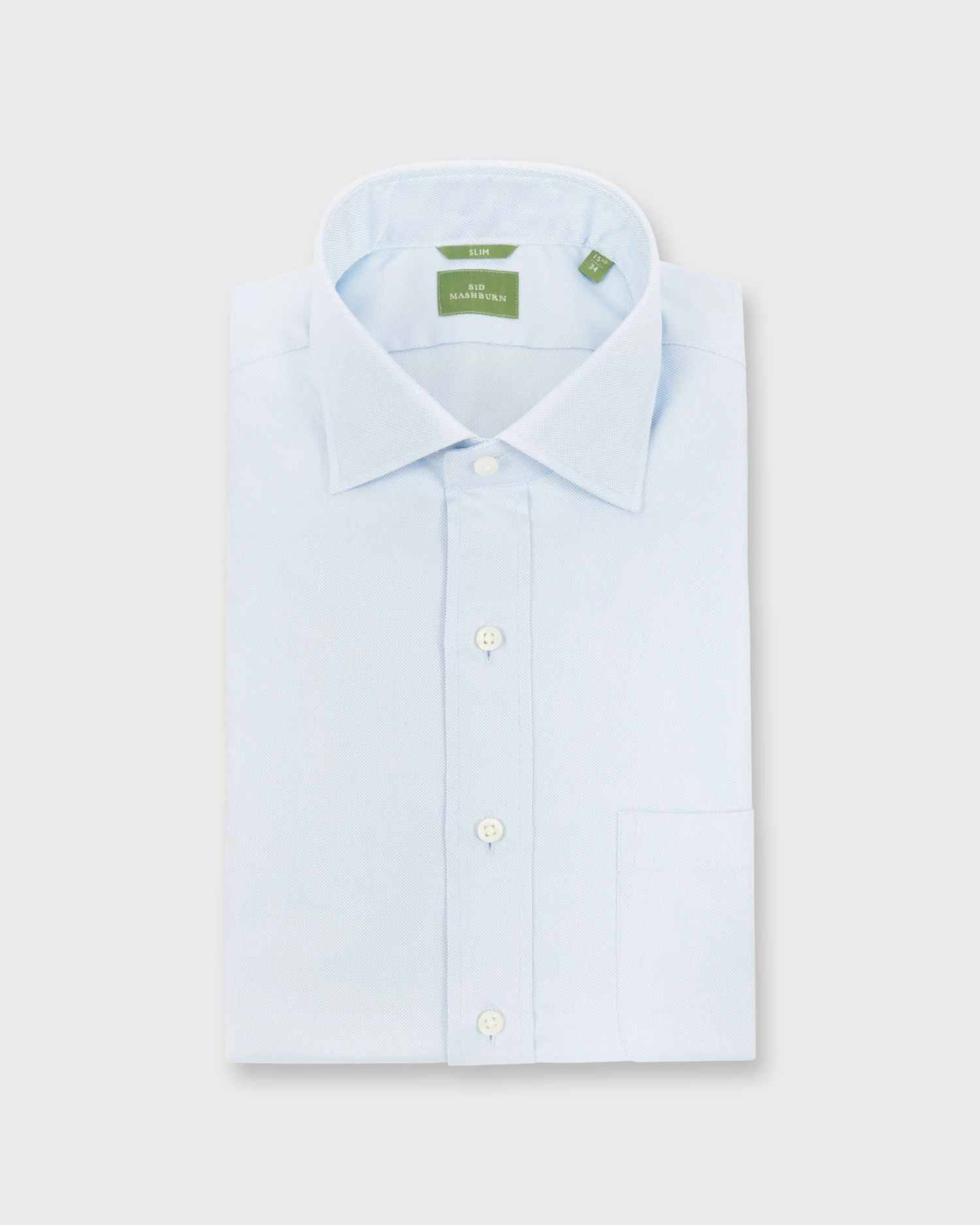 Slim-Fit Spread Collar Dress Shirt In Sky Blue Roxford 3 Slim-Fit Spread Collar Dress Shirt In Sky Blue Roxford