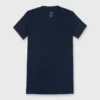 Short-Sleeved Deep-V Tee In Navy Pima Cotton -Garbiera Sales Store S31941 1
