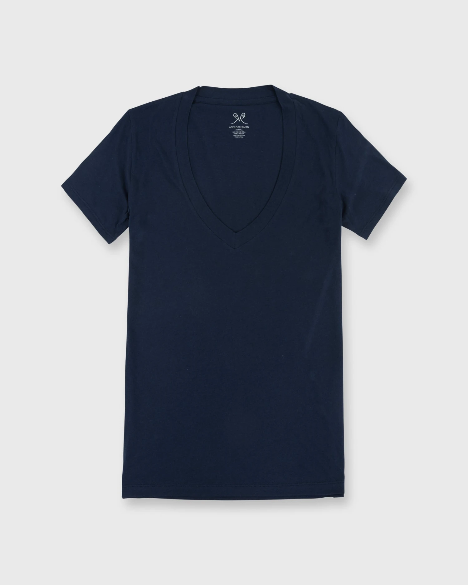 Short-Sleeved Deep-V Tee In Navy Pima Cotton 3 Short-Sleeved Deep-V Tee In Navy Pima Cotton