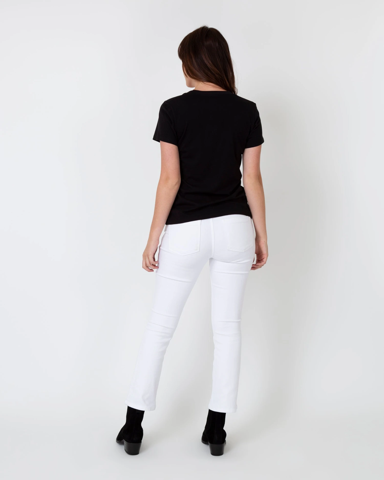 Short-Sleeved Deep-V Tee In Black Pima Cotton 6 Short-Sleeved Deep-V Tee In Black Pima Cotton - Image 5