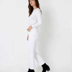 Long-Sleeved Boatneck Tee In White Pima Cotton -Garbiera Sales Store S31946 4