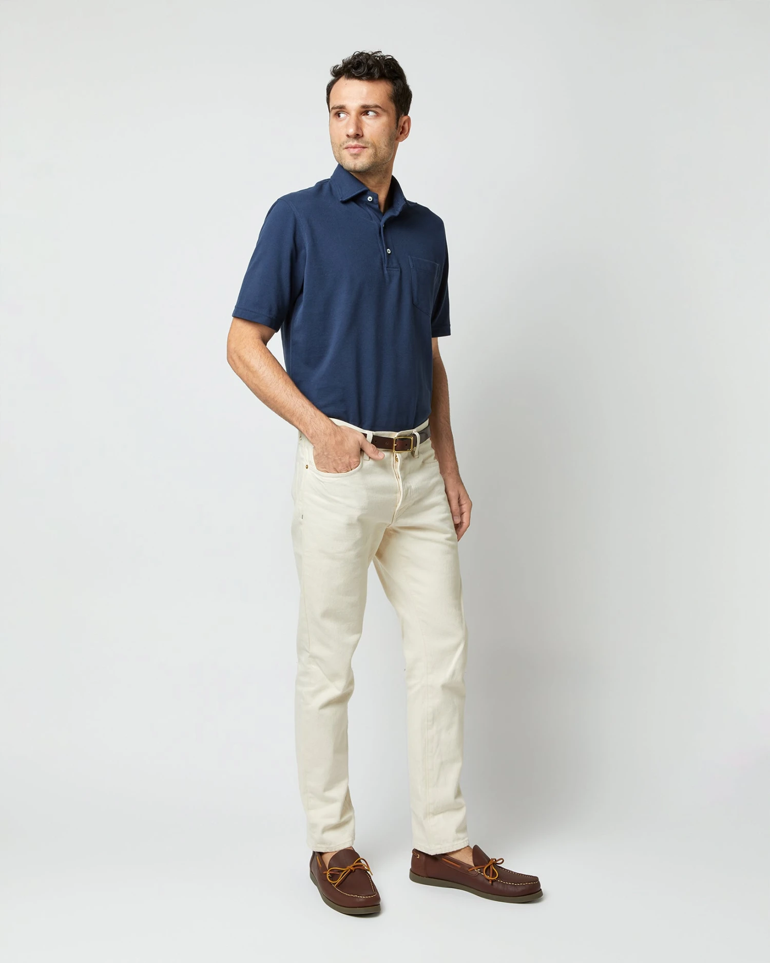 Short-Sleeved Polo In Navy Pima Pique 7 Short-Sleeved Polo In Navy Pima Pique - Image 5