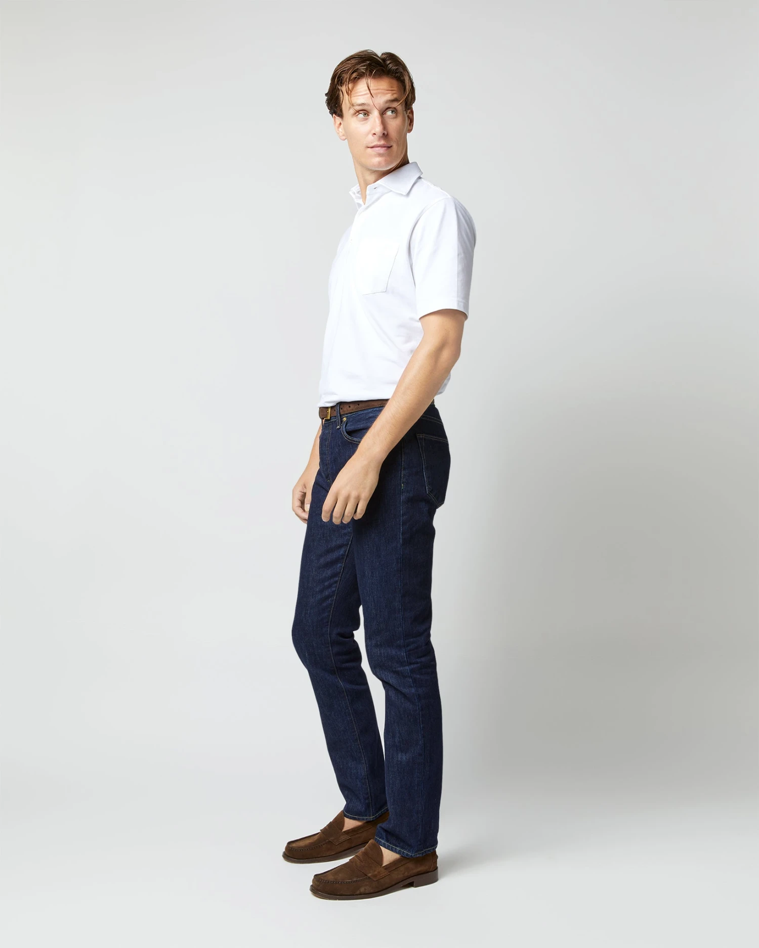 Short-Sleeved Polo In White Pima Pique 7 Short-Sleeved Polo In White Pima Pique - Image 5