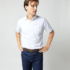 Short-Sleeved Polo In White Pima Pique 13 Short-Sleeved Polo In White Pima Pique -Garbiera Sales Store S33504 1199