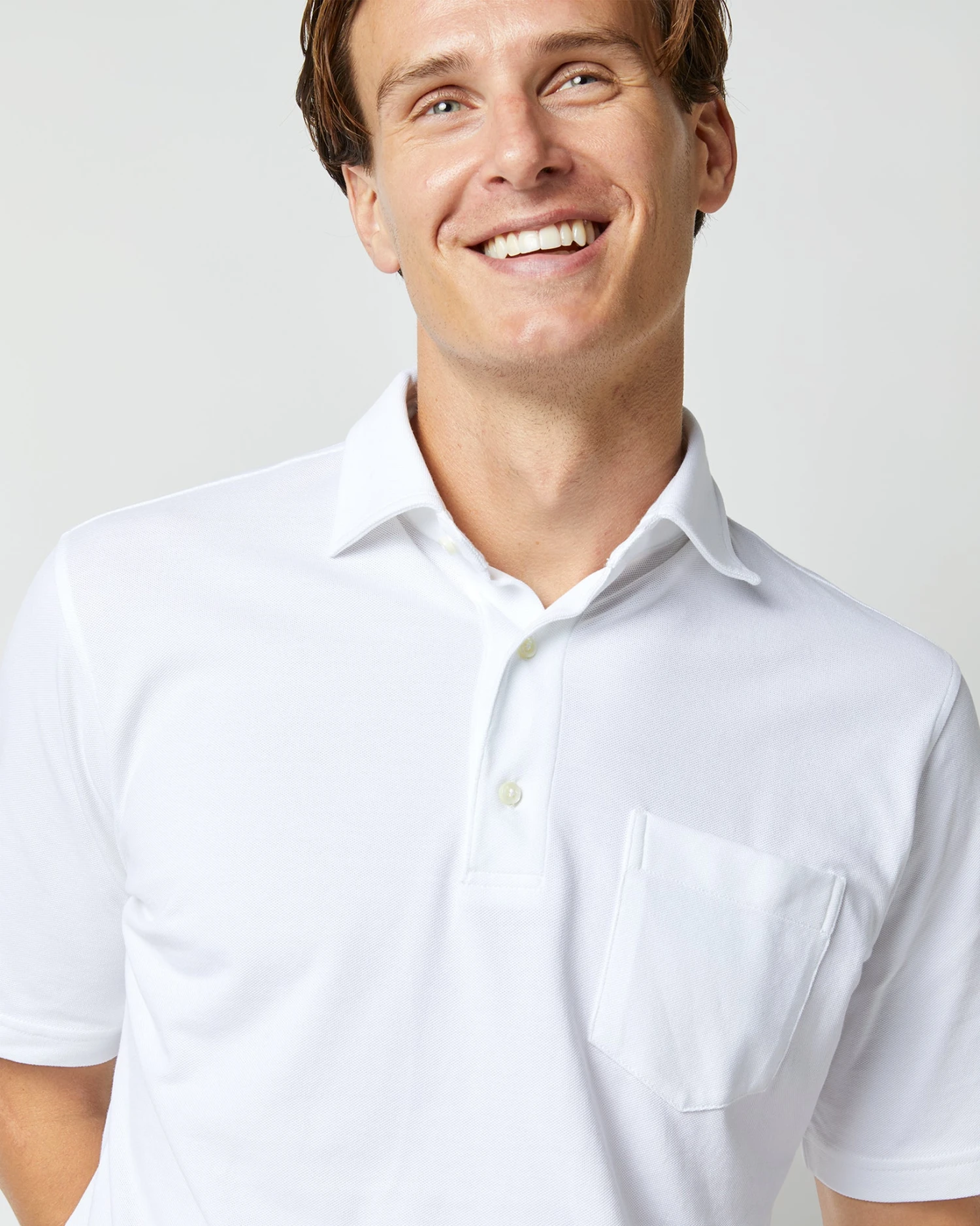 Short-Sleeved Polo In White Pima Pique 5 Short-Sleeved Polo In White Pima Pique - Image 3