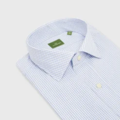 Spread Collar Dress Shirt In Dutch Blue Graph Check Poplin 5 Spread Collar Dress Shirt In Dutch Blue Graph Check Poplin -Garbiera Sales Store S36715 2