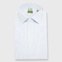 Slim-Fit Spread Collar Dress Shirt In Sky Pencil Stripe Poplin