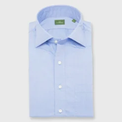 Spread Collar Sport Shirt In Light Blue Chambray