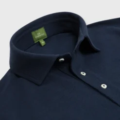 Long-Sleeved Polo In Navy Pima Pique -Garbiera Sales Store S46128 2