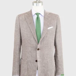 Virgil No. 2 Jacket In Brown/Sand Linen Twill