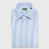 Spread Collar Dress Shirt In Sky Awning Stripe Poplin -Garbiera Sales Store S49151 1