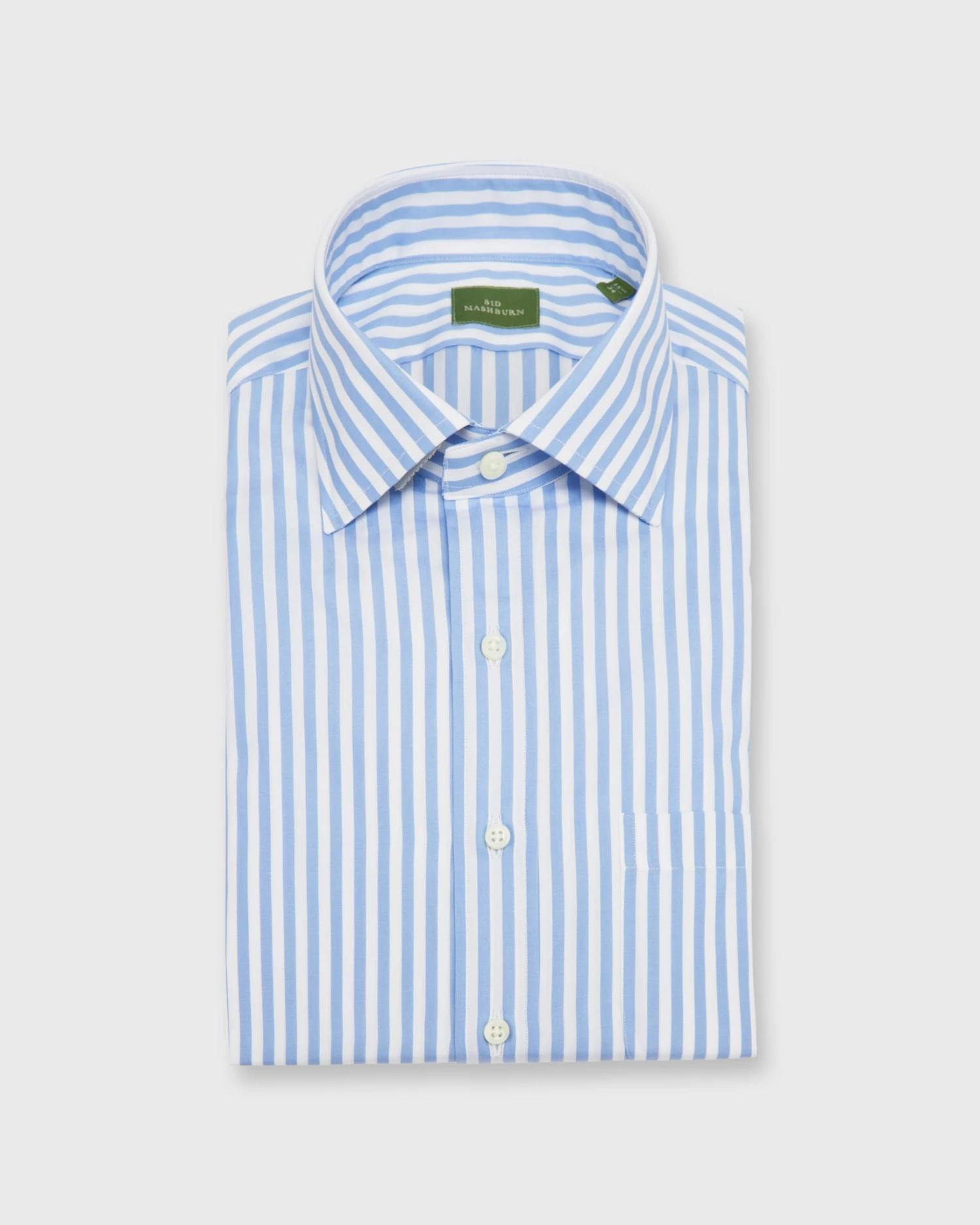 Spread Collar Dress Shirt In Sky Awning Stripe Poplin 3 Spread Collar Dress Shirt In Sky Awning Stripe Poplin