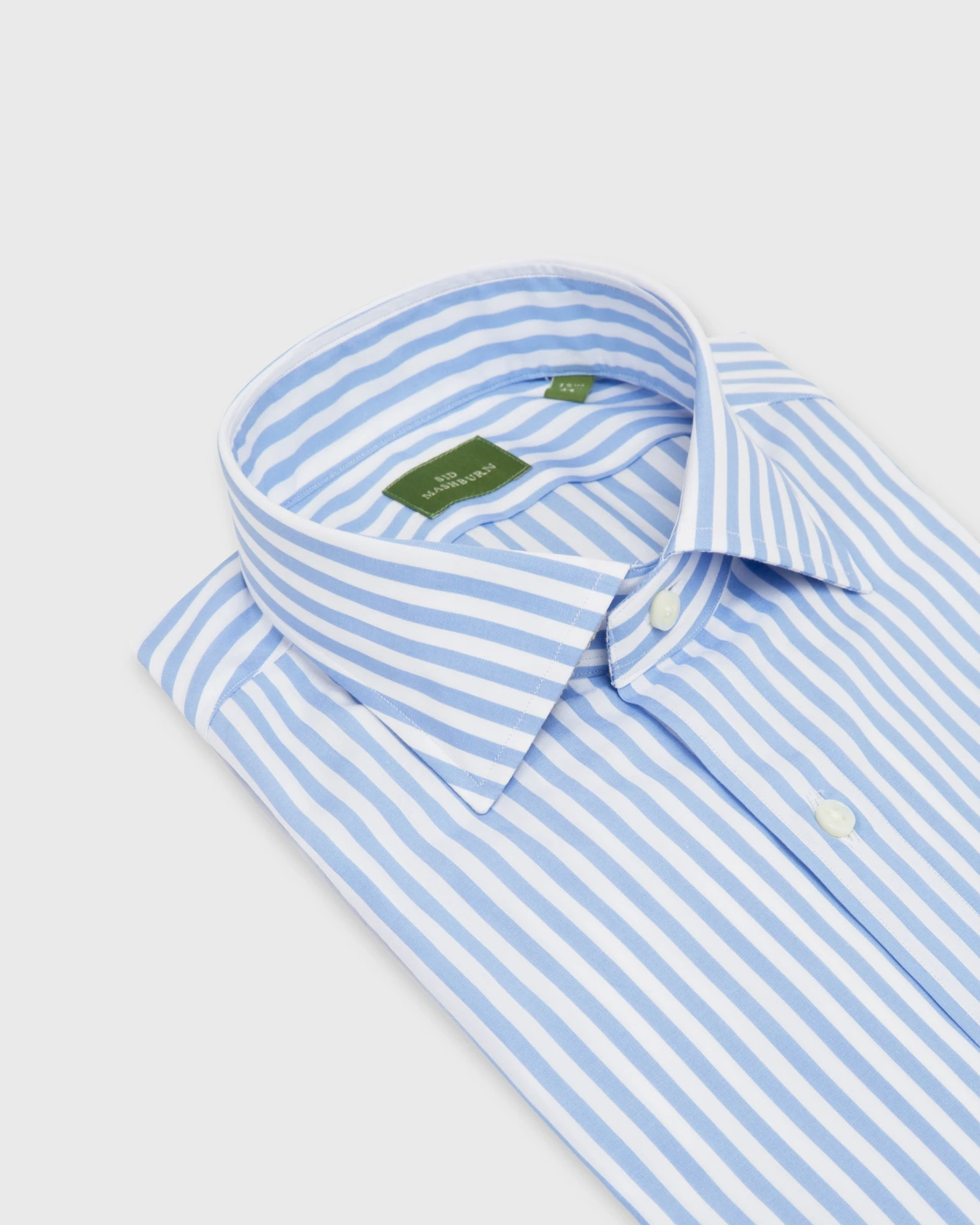 Spread Collar Dress Shirt In Sky Awning Stripe Poplin 4 Spread Collar Dress Shirt In Sky Awning Stripe Poplin - Image 2