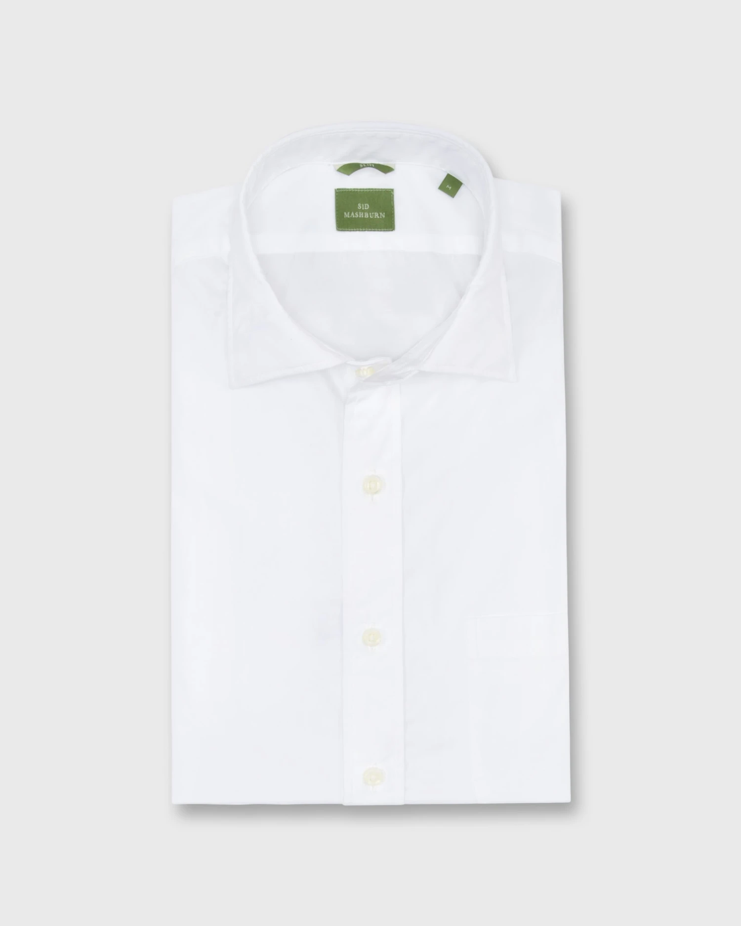 Slim-Fit Spread Collar Sport Shirt In White Poplin 3 Slim-Fit Spread Collar Sport Shirt In White Poplin