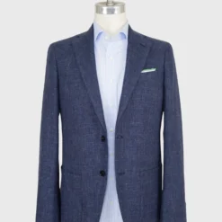 Kincaid No. 2 Jacket In Blue Mix Linen/Wool Hopsack -Garbiera Sales Store S53984 1