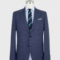Kincaid No. 2 Jacket In Blue Mix Linen/Wool Hopsack
