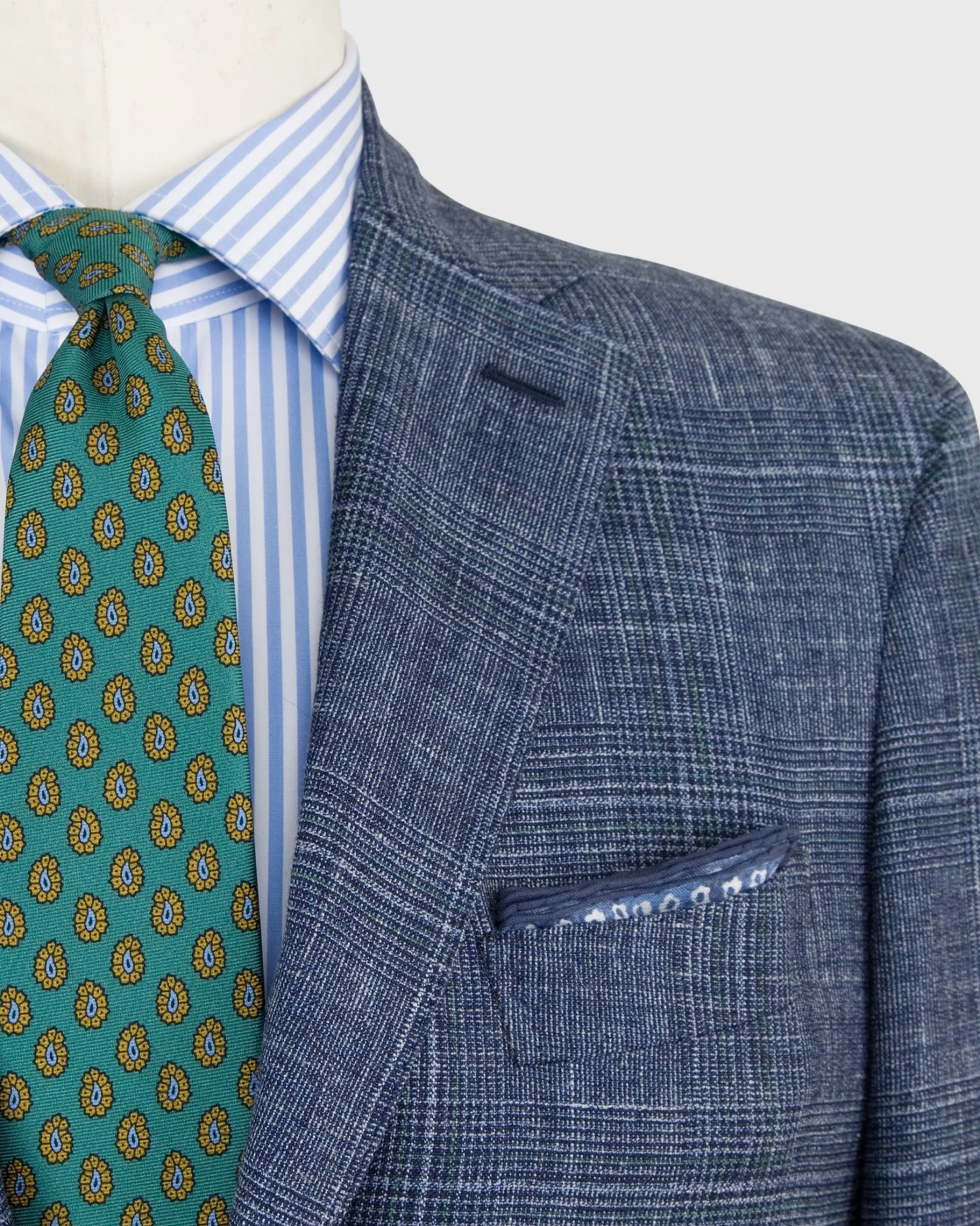 Virgil No. 3 Jacket In Navy/Sky/Spruce Glen Plaid Rustic Wool Blend Hopsack 4 Virgil No. 3 Jacket In Navy/Sky/Spruce Glen Plaid Rustic Wool Blend Hopsack - Image 2