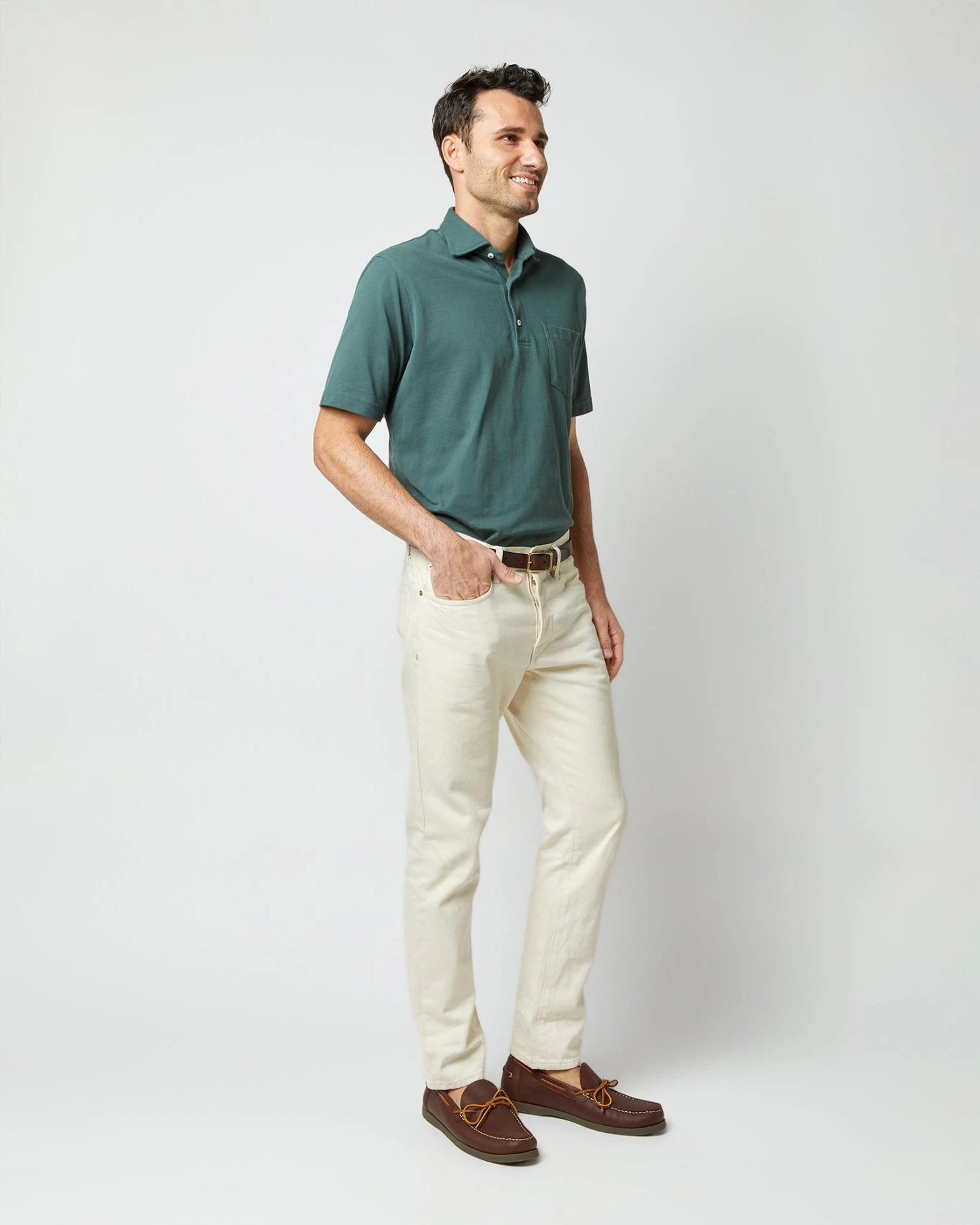 Short-Sleeved Polo In Dark Spruce Pima Pique 6 Short-Sleeved Polo In Dark Spruce Pima Pique - Image 4