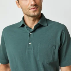 Short-Sleeved Polo In Dark Spruce Pima Pique 17 Short-Sleeved Polo In Dark Spruce Pima Pique -Garbiera Sales Store S54070 446