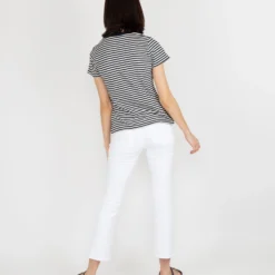 Short-Sleeved Deep-V Tee In Navy/Natural Stripe Jersey 17 Short-Sleeved Deep-V Tee In Navy/Natural Stripe Jersey -Garbiera Sales Store S54854 8