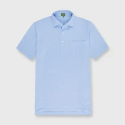 Short-Sleeved Polo In Light Blue Pima Pique