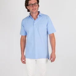 Short-Sleeved Polo In Light Blue Pima Pique -Garbiera Sales Store S54992 5