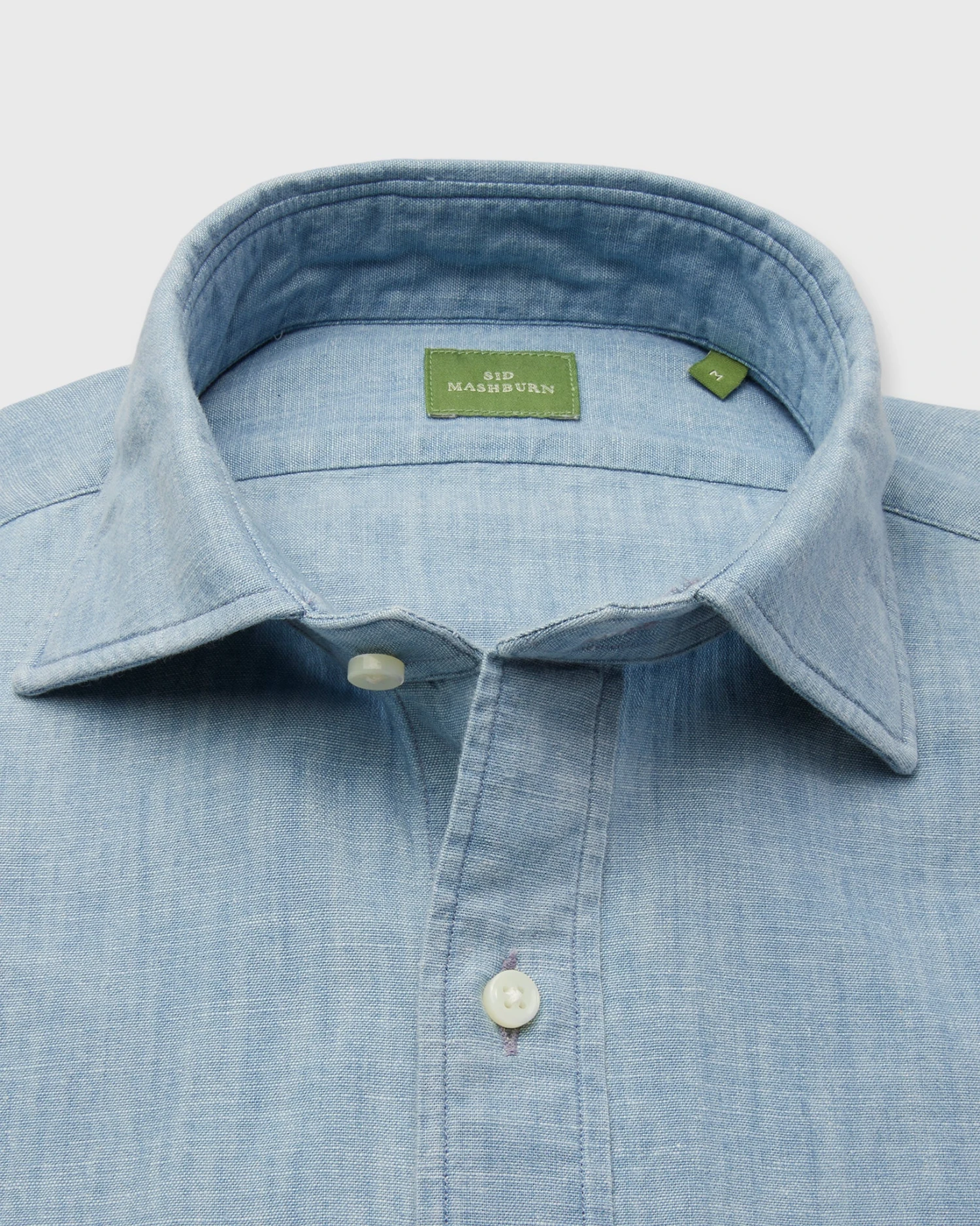 Spread Collar Sport Shirt In Extra Light Washed Chambray 4 Spread Collar Sport Shirt In Extra Light Washed Chambray - Image 2