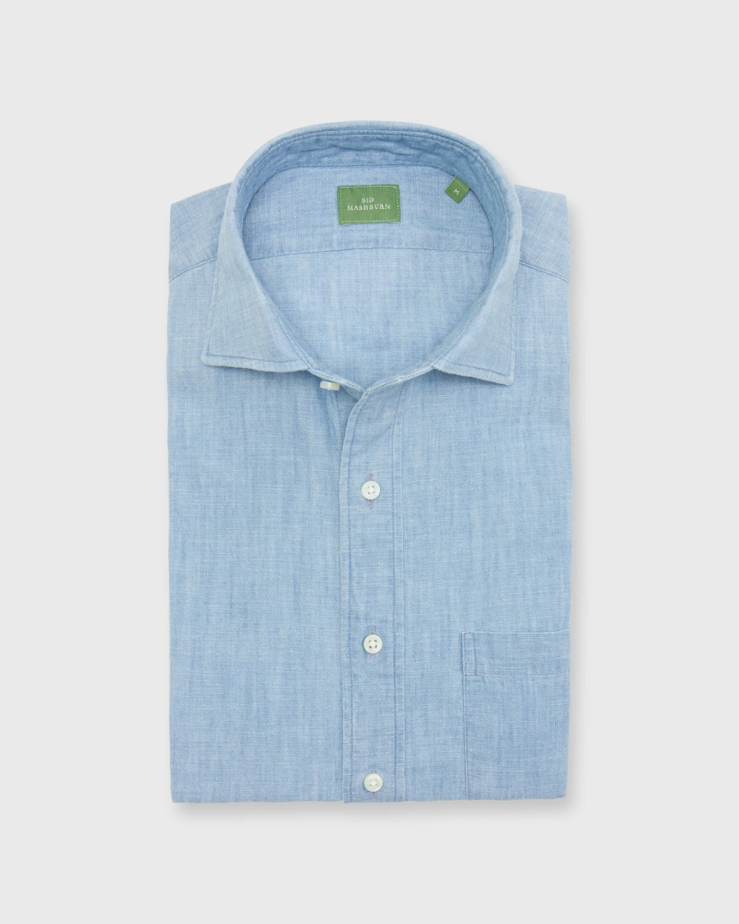 Spread Collar Sport Shirt In Extra Light Washed Chambray 3 Spread Collar Sport Shirt In Extra Light Washed Chambray