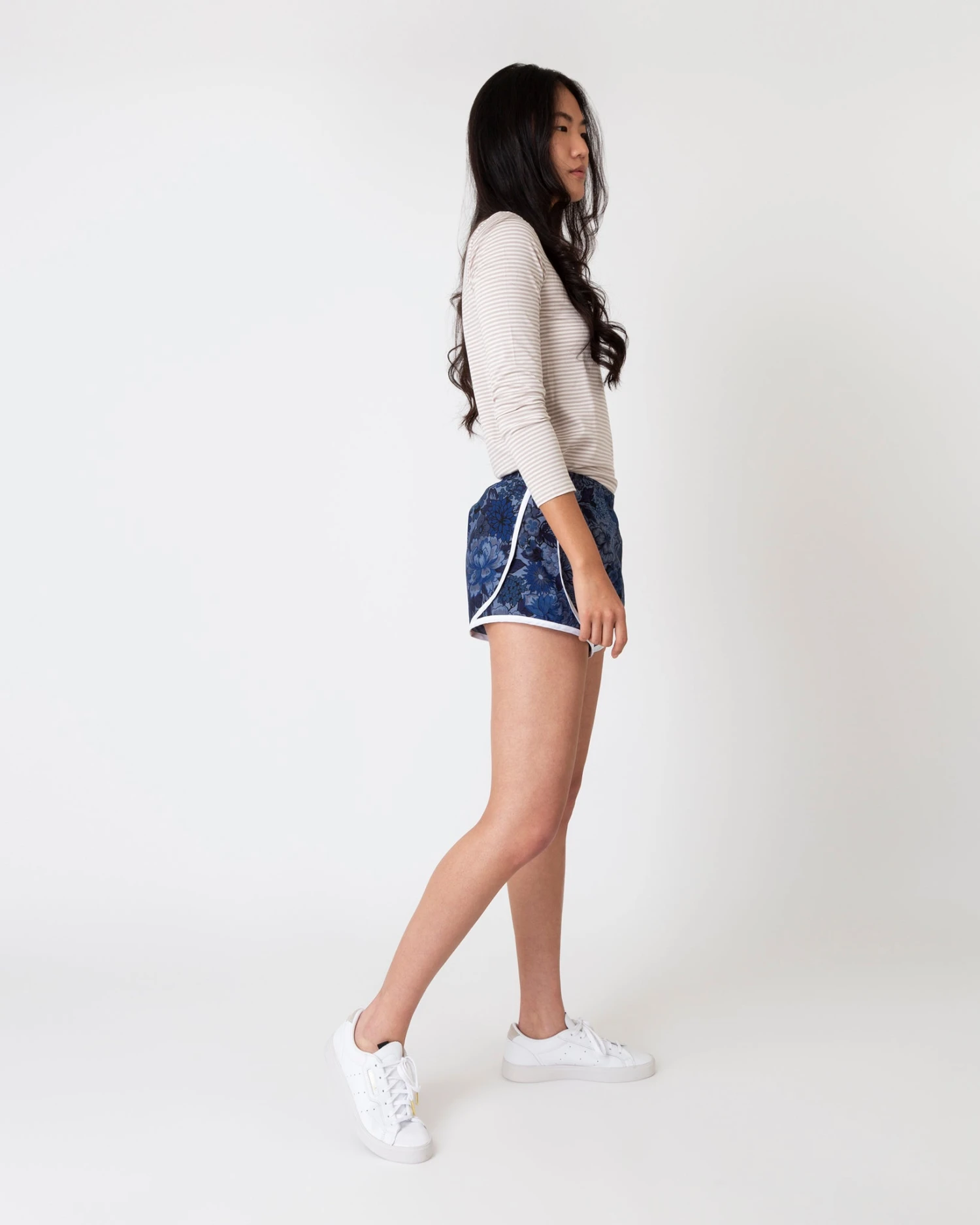 Track Short In Blue Regal Peony Liberty Fabric 4 Track Short In Blue Regal Peony Liberty Fabric - Image 3