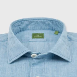 Band-Hem Work Shirt In Extra Light Washed Chambray -Garbiera Sales Store S57632 3