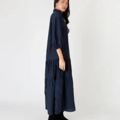 Isla Shirtdress In Navy Habotai -Garbiera Sales Store S57830 1