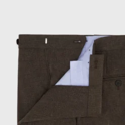 Pleated Dress Trouser In Coffee Wool Hopsack 7 Pleated Dress Trouser In Coffee Wool Hopsack -Garbiera Sales Store S57909 3