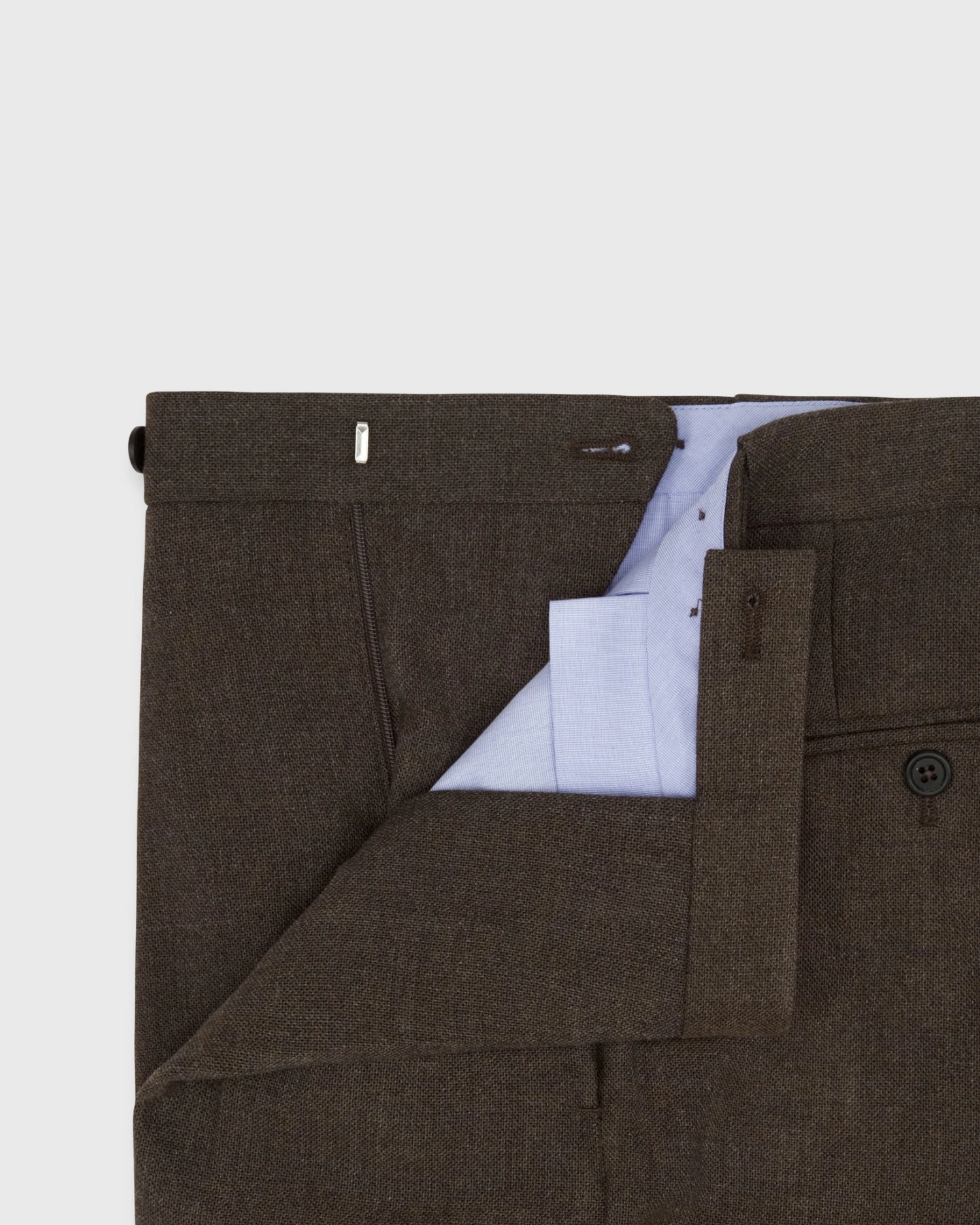 Pleated Dress Trouser In Coffee Wool Hopsack 5 Pleated Dress Trouser In Coffee Wool Hopsack - Image 3