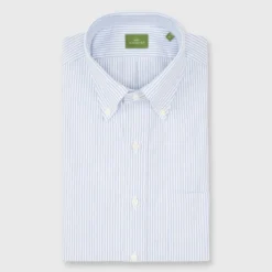 Button-Down Dress Shirt In Blue University Stripe Oxford