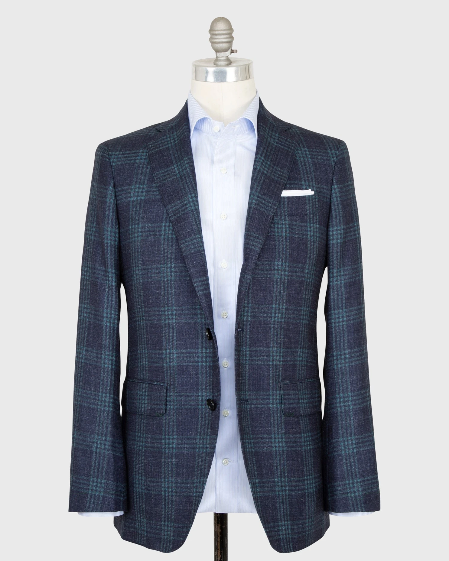Virgil No. 2 Jacket In Navy/Seaglass Plaid Hopsack 5 Virgil No. 2 Jacket In Navy/Seaglass Plaid Hopsack - Image 3