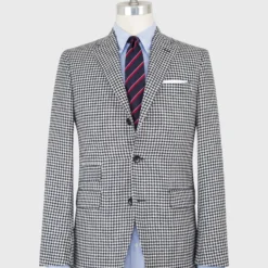 Virgil No. 2 Jacket In Navy/Bone Houndstooth