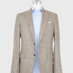 Virgil No. 2 Jacket In Stone/Brown/Forest Check Hopsack -Garbiera Sales Store S59534 1