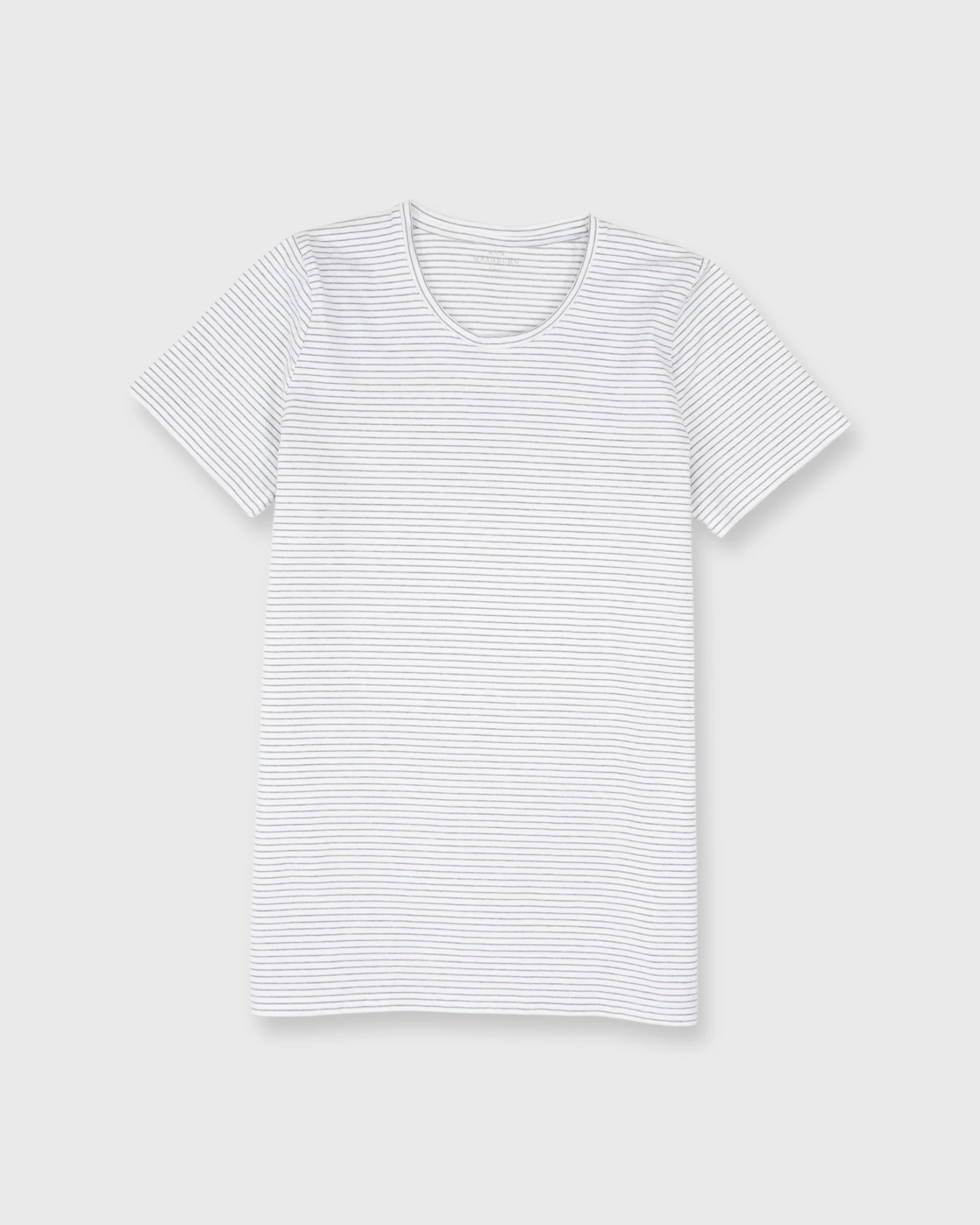 Short-Sleeved Relaxed Tee In White/Heather Grey Stripe Jersey 3 Short-Sleeved Relaxed Tee In White/Heather Grey Stripe Jersey