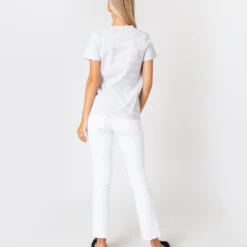 Short-Sleeved Relaxed Tee In White/Heather Grey Stripe Jersey 12 Short-Sleeved Relaxed Tee In White/Heather Grey Stripe Jersey -Garbiera Sales Store S60592 4