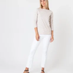 Long-Sleeved Boatneck Tee In Taupe/Ivory Stripe Compact Jersey 9 Long-Sleeved Boatneck Tee In Taupe/Ivory Stripe Compact Jersey -Garbiera Sales Store S60599 2