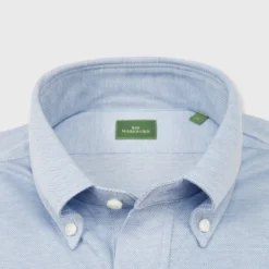 Knit Button-Down Popover Shirt In Sky Blue Oxford Pique -Garbiera Sales Store S61504 3